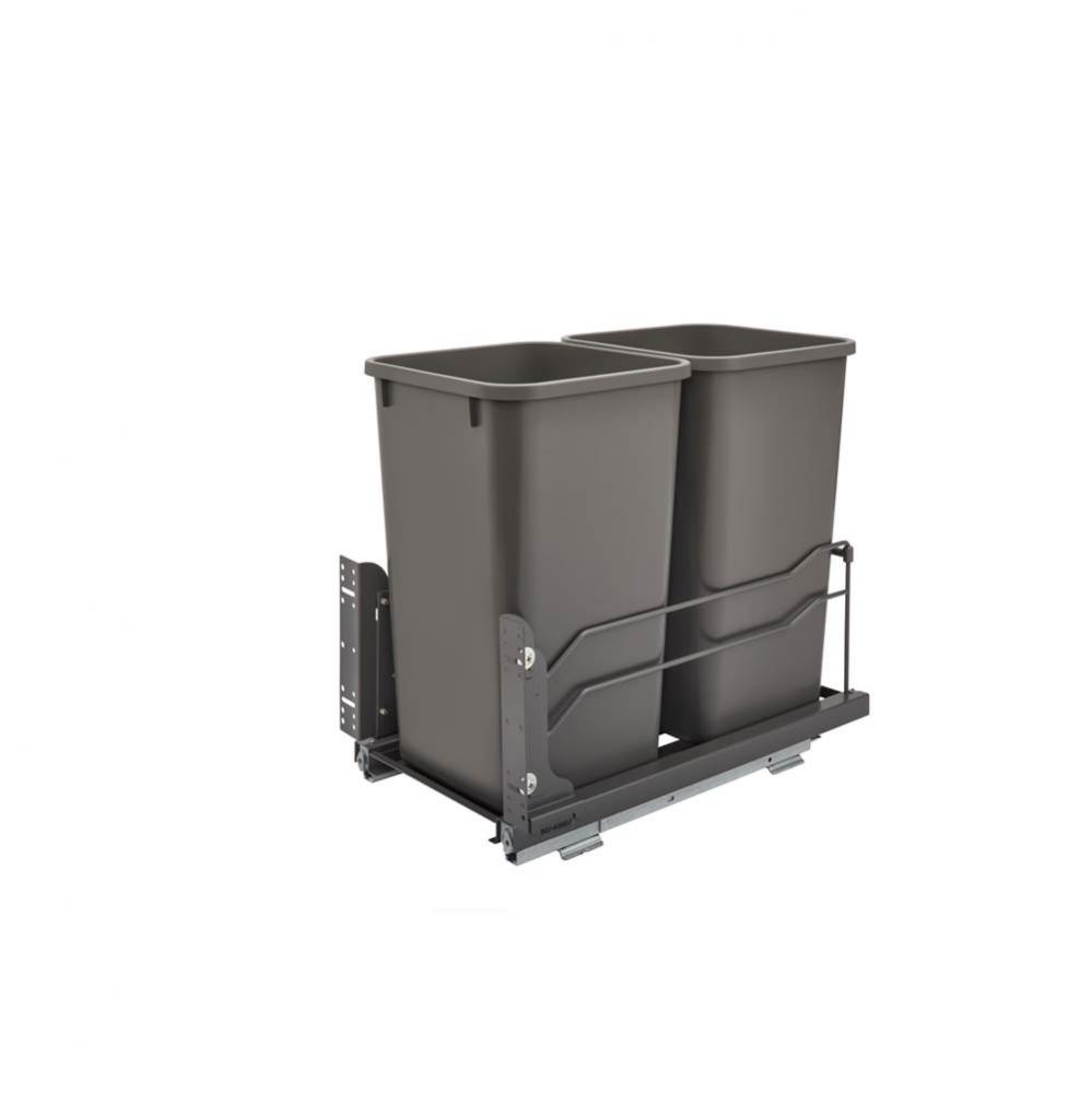 Steel Bottom Mount Double Pull Out Waste/Trash Container w/Soft Close