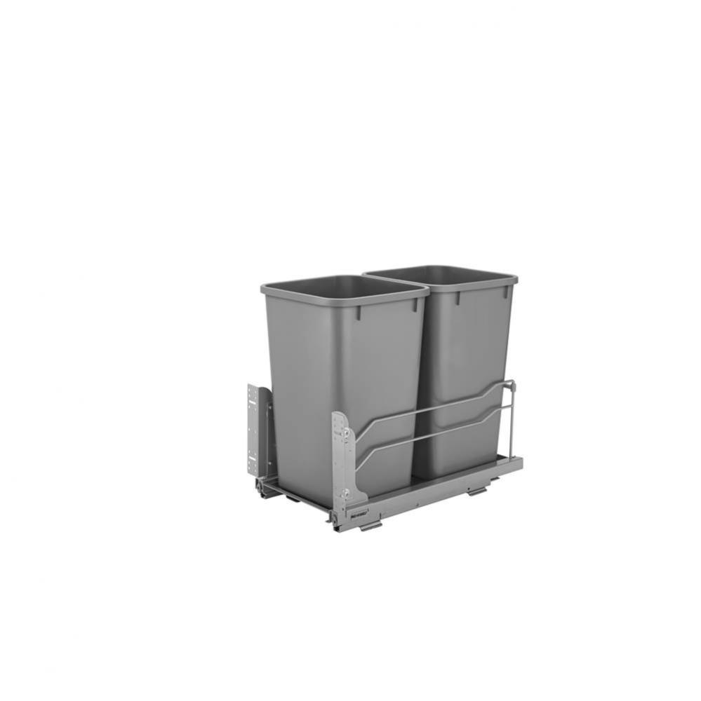 Steel Bottom Mount Double Pull Out Waste/Trash Container w/Soft Close