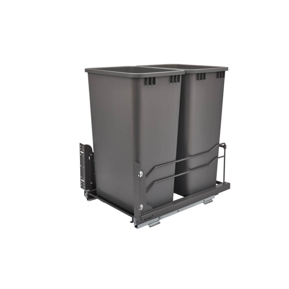 Steel Bottom Mount Double Pull Out Waste/Trash Container for Full Height Cabinets w/Soft Close