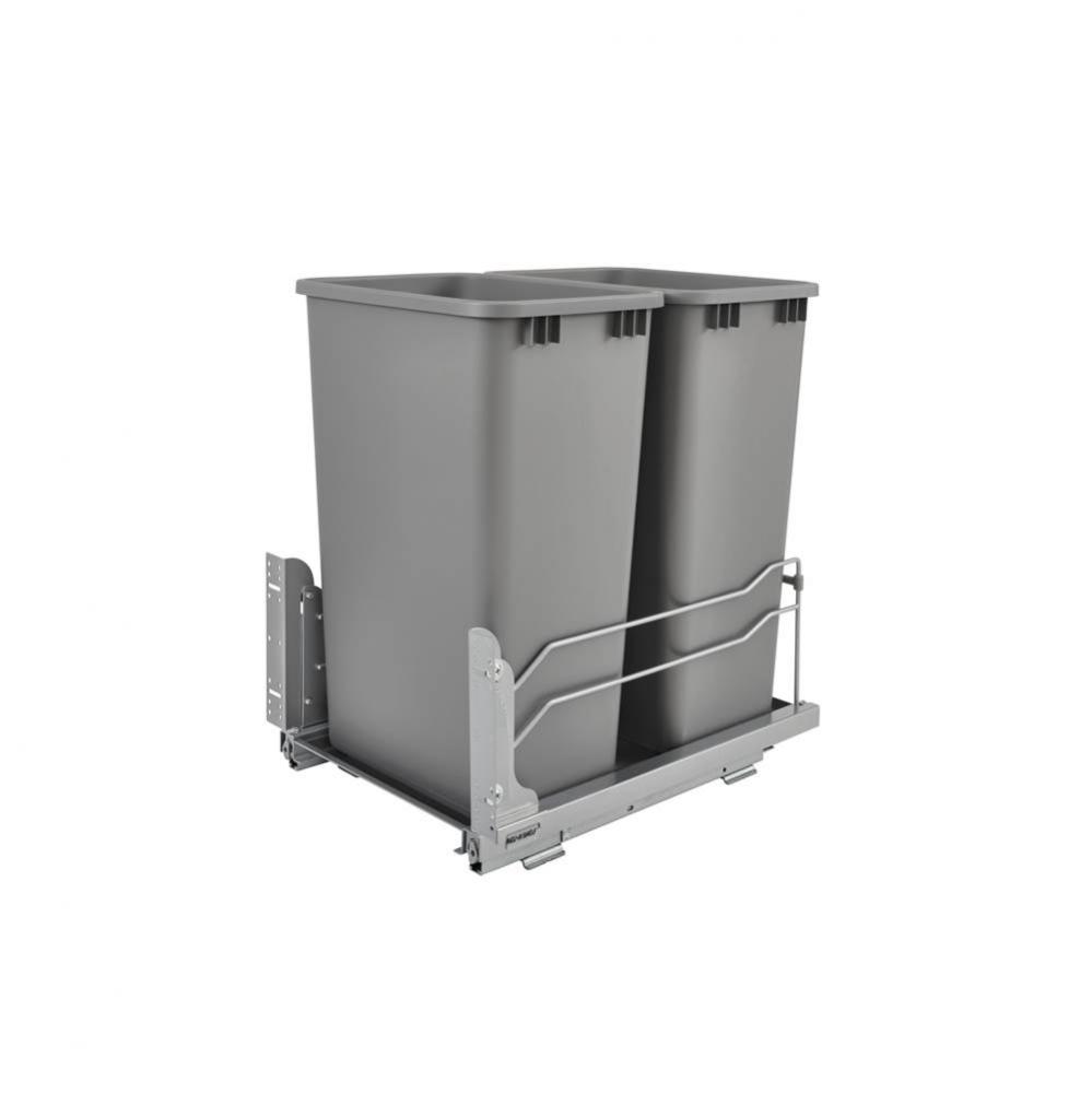 Steel Bottom Mount Double Pull Out Waste/Trash Container for Full Height Cabinets w/Soft Close