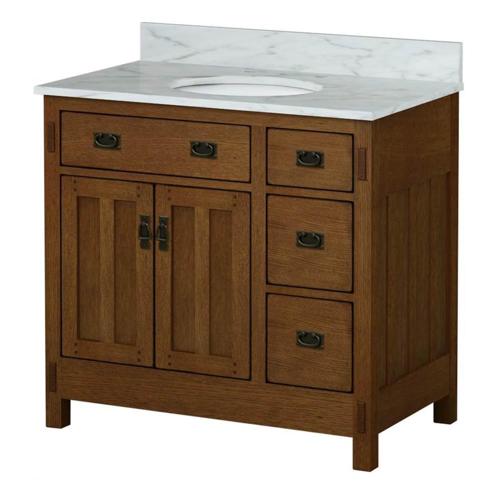 36''W x 21''D x 33-1/2''H Vanity Base, 2 Doors, 3 Drawers