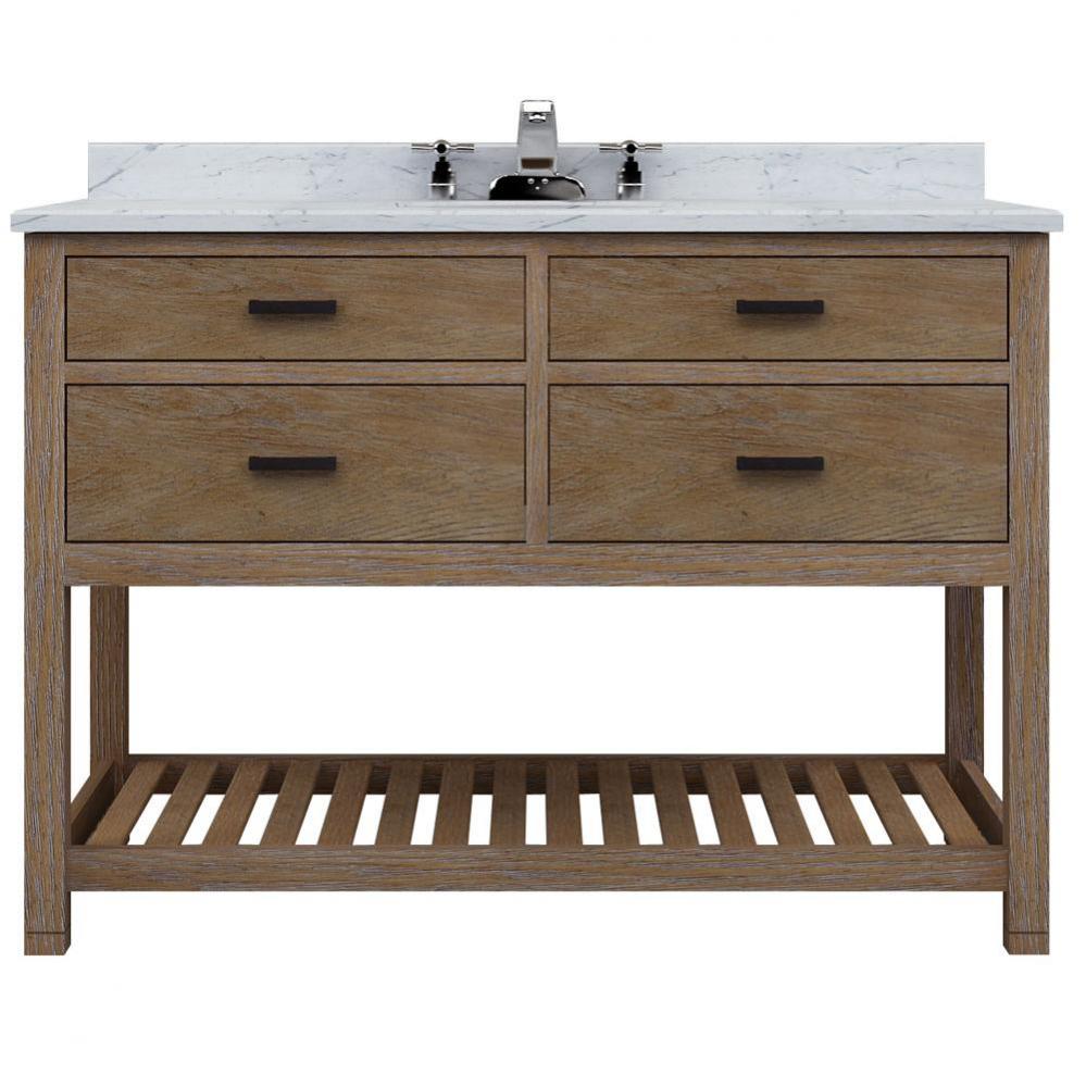 48''W x 21''D x 34''H 4 Drws Vanity w/ Open Shelf