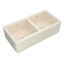 Shaws RC3719PCT - 37'' Lancaster Double Bowl Farmhouse Apron Front Fireclay Kitchen Sink