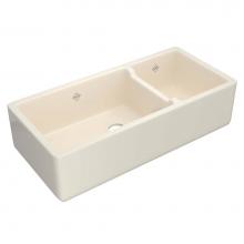 Shaws RC4019PCT - 40'' Lancaster Double Bowl Farmhouse Apron Front Fireclay Kitchen Sink