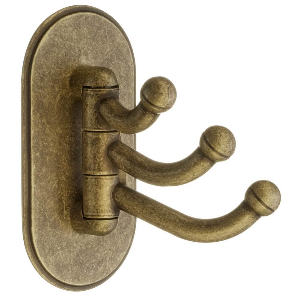 TRIPLE HOOK SELFADHESIVE ANTIQUE BRASS