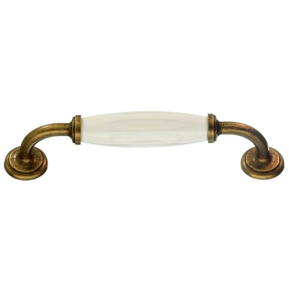 PULL ANTIQUE BRASS FINISH/WHITE CERAMIC CC 3 7/8''