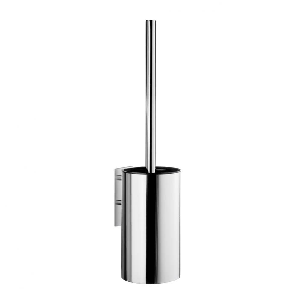 Self adhesive toilet brush and holder polished stainless steel