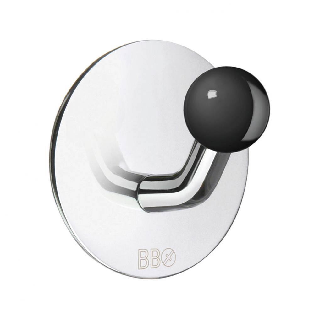 Design Single Hook Stainless Polished/Black Knob