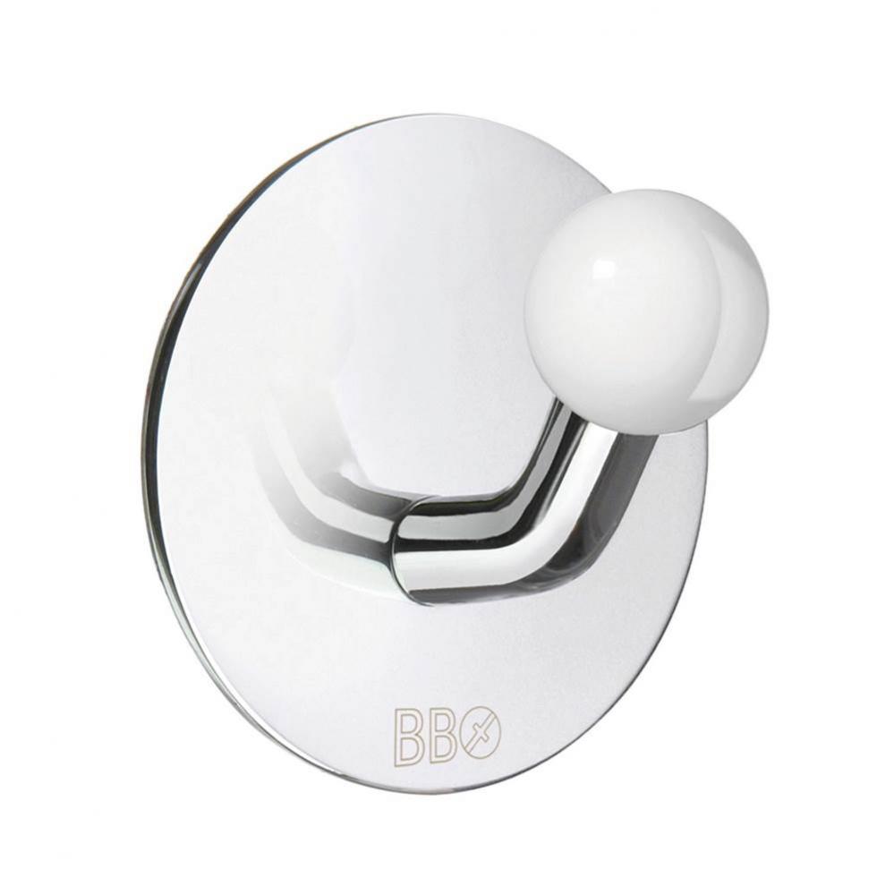 Design Single Hook Stainless Polished/White Knob