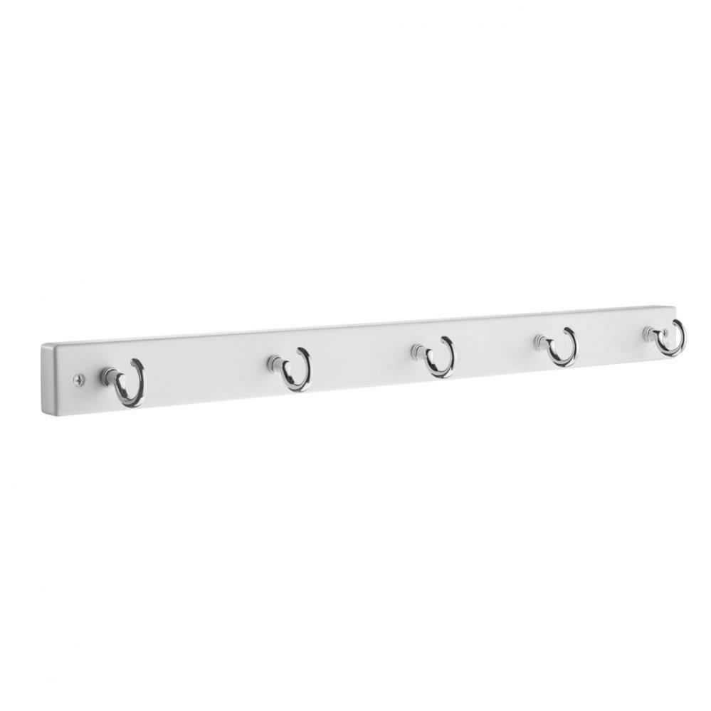 Rack 5 Hook Polished Chrome/White Mdf