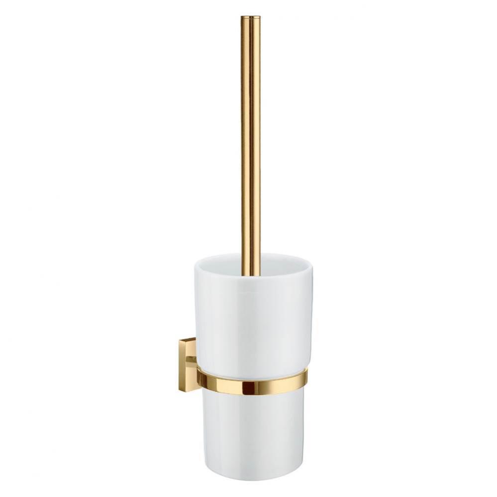 HOUSE TOILET BRUSH & HOLDER POLISHED BRASSWHITE CERAMIC