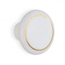 Smedbo B311/2 - White Porcelain Knob W Gold Rim 1½ Diam,