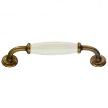 Smedbo BA6291 - PULL ANTIQUE BRASS FINISH/WHITE CERAMIC CC 3 7/8''