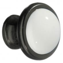 Smedbo BB430 - KNOB BLACK WITH WHITE CERAMIC 1 1/2''