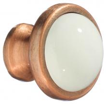 Smedbo BC430 - KNOB ANTIQUE COPPER FINISH WHITE CERAMIC 1