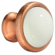 Smedbo BC430 - KNOB ANTIQUE COPPER FINISH WHITE CERAMIC 1 1/2''