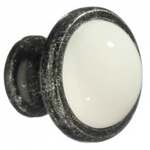 Smedbo BG430 - KNOB PEWTER FINISH WHITE CERAMIC 1