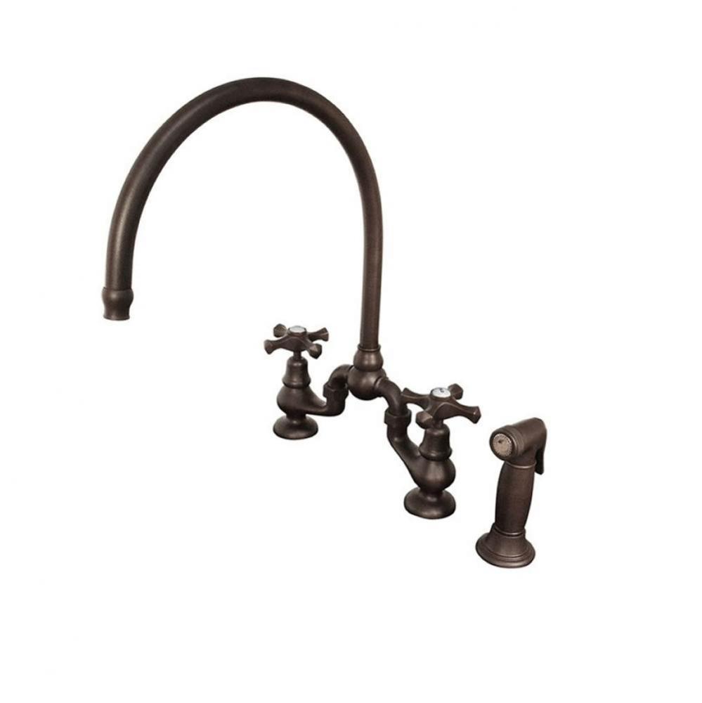 Brownstone Deck Mount Faucet With Large Swivel Spout & Side Spray & Ceramic Hot & Cold