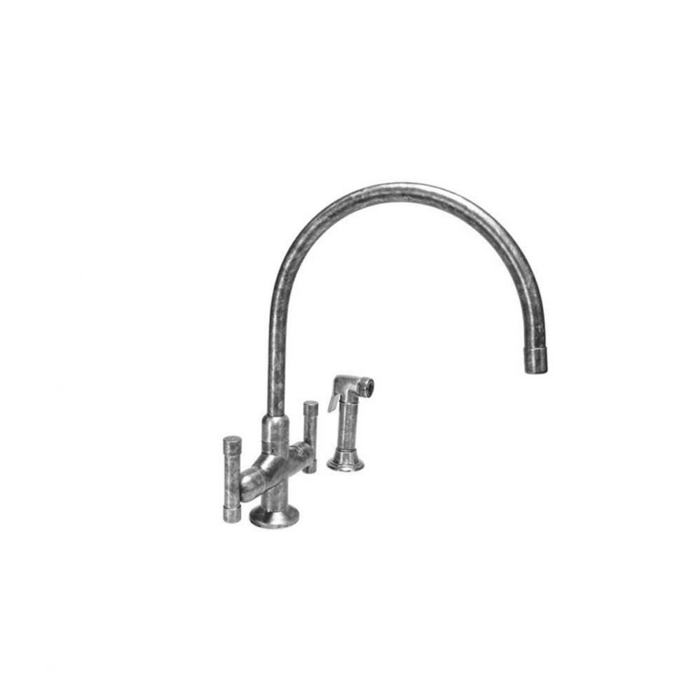 Cuvée Deck Mount Faucet With Large Swivel Gooseneck Spout & Side Spray 11'' Cen