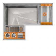 The Galley IWA-3X4-C-BA - Ideal Corner WashStation  3X4C with Four Tool Wash Kit Two Tools in Natural Golden Bamboo, Two Too