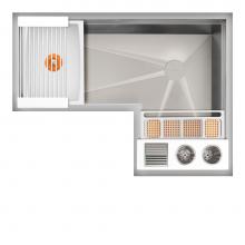 The Galley IWA-4X3-C-WH - Ideal Corner WashStation  4X3C with Four Tool Wash Kit in Designer White Resin