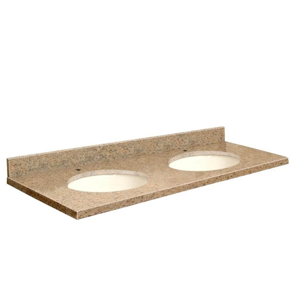 Granite 61-in x 22-in Double Sink Bathroom Vanity Top with Eased Edge, Single Faucet Hole, and Bis