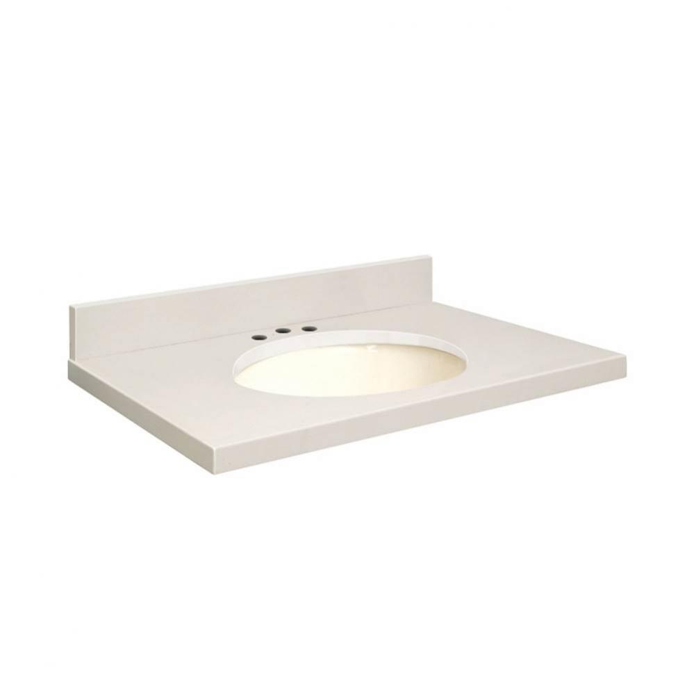 Quartz 25-in x 22-in Bathroom Vanity Top with Eased Edge, 8-in Contour, and Biscuit Bowl in Milan