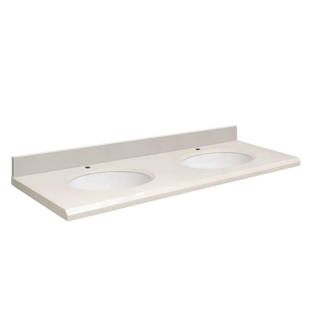 Quartz 61-in x 22-in Double Sink Bathroom Vanity Top with Beveled Edge, Single Faucet Hole, and Wh