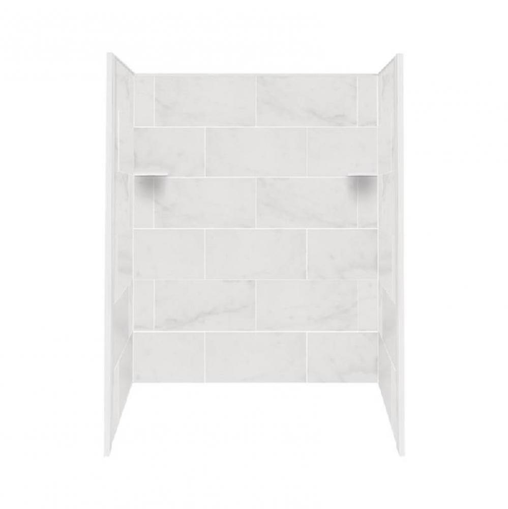 60'' x 32'' x 60'' Solid Surface Tub Wall Surround in White Carrara