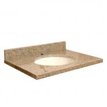 Transolid G2522-E1-A-B-1 - Granite 25-in x 22-in Bathroom Vanity Top with Eased Edge, Single Faucet Hole, and Biscuit Bowl in