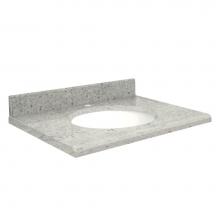 Transolid G2522-G2-E-W-1 - Granite 25-in x 22-in Bathroom Vanity Top with Beveled Edge, Single Faucet Hole, and White Bowl in
