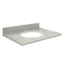 Transolid G3719-G2-E-W-1 - Granite 37-in x 19-in Bathroom Vanity Top with Beveled Edge, Single Faucet Hole, and White Bowl in