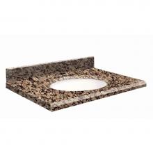 Transolid G3722-E5-E-W-4 - Granite 37-in x 22-in Bathroom Vanity Top with Beveled Edge, 4-in Centerset, and White Bowl in Bal