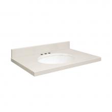 Transolid Q2522-3A-A-W-8 - Quartz 25-in x 22-in Bathroom Vanity Top with Eased Edge, 8-in Centerset, and White Bowl in Milan