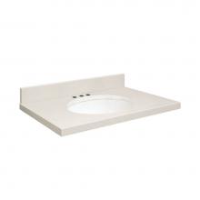 Transolid Q3122-3A-A-W-8 - Quartz 31-in x 22-in Bathroom Vanity Top with Eased Edge, 8-in Centerset, and White Bowl in Milan