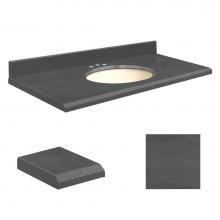 Transolid Q3122-6B-E-B-8C - Quartz 31-in x 22-in Bathroom Vanity Top with Beveled Edge, 8-in Contour, and Biscuit Bowl in Blac