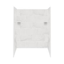 Transolid RBE6026-91 - 60'' x 32'' x 60'' Solid Surface Tub Wall Surround in White Carrara