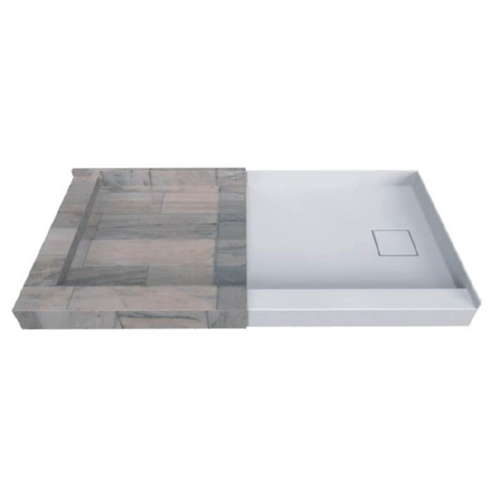 Double Threshold TileME Showerbase Offset Right Drain 72 x