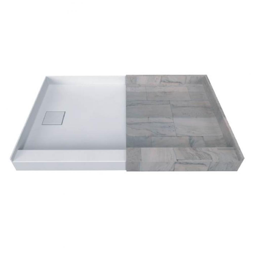 Single Threshold TileME Showerbase Offset Left Drain 48 x