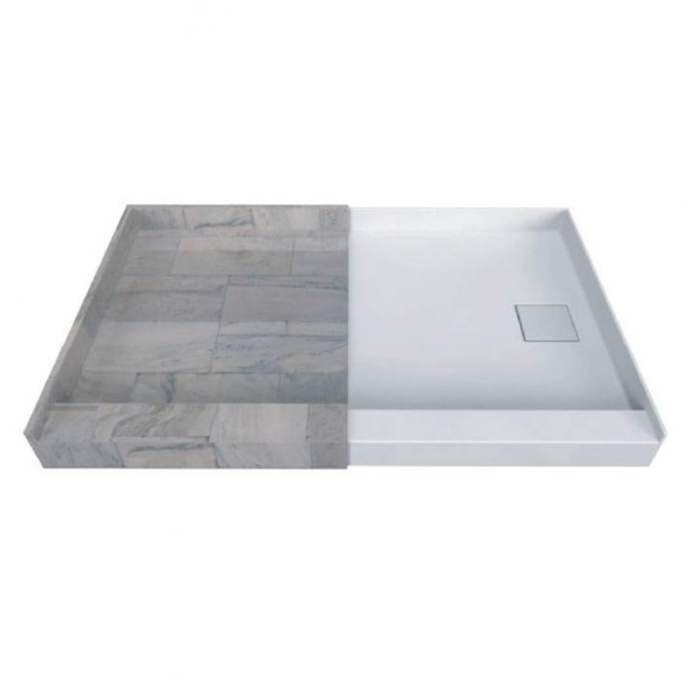 Single Threshold TileME Showerbase Offset Right Drain 72 x