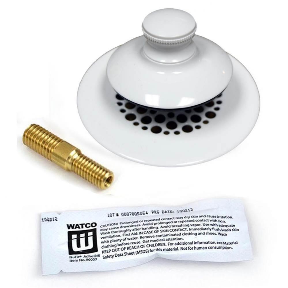 Universal Nufit Pp Tub Closure - Silicone White Grid Strainer 3/8-5/16 Adapter Pin Brass