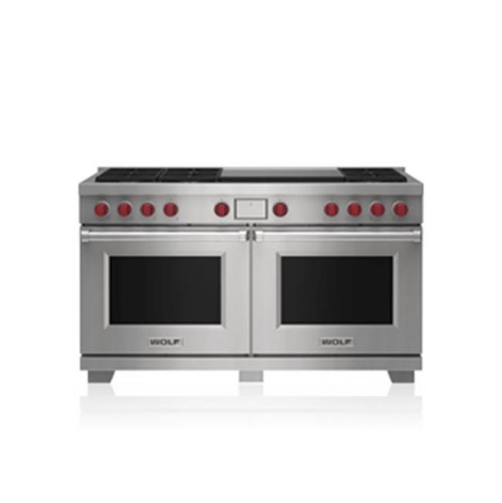 60' Dual Fuel Range - 6 Burners And Infrared Dual Griddle - LP