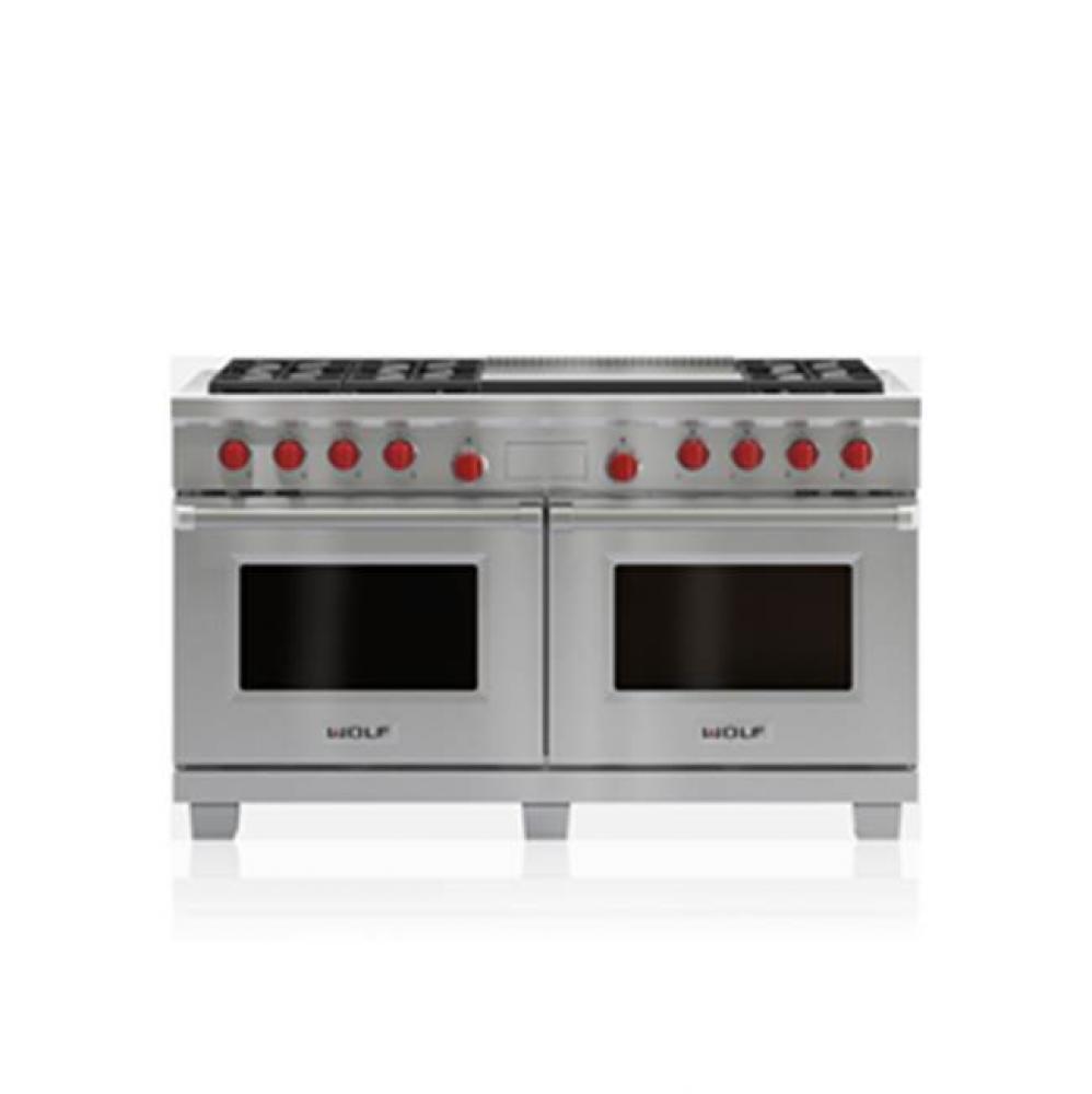 60'' DUAL FUEL, 6 BURNER, DOUBLE GRIDDLE,