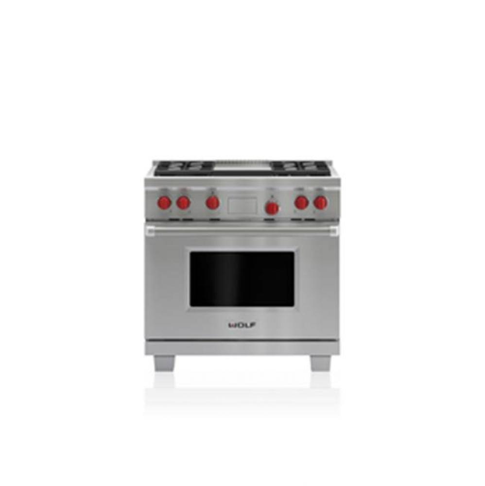 36'' DUAL FUEL, 4 BURNER, GRIDDLE,