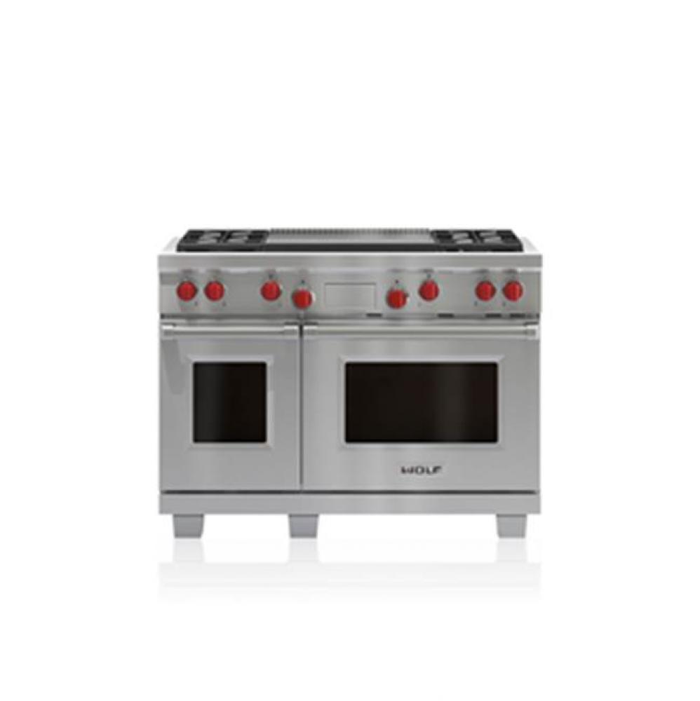 48'' DUAL FUEL, 4 BURNER, DOUBLE GRIDDLE,