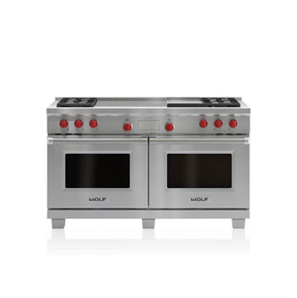 60'' DUAL FUEL, 4 BURNER, GRIDDLE & FRENCH TOP,