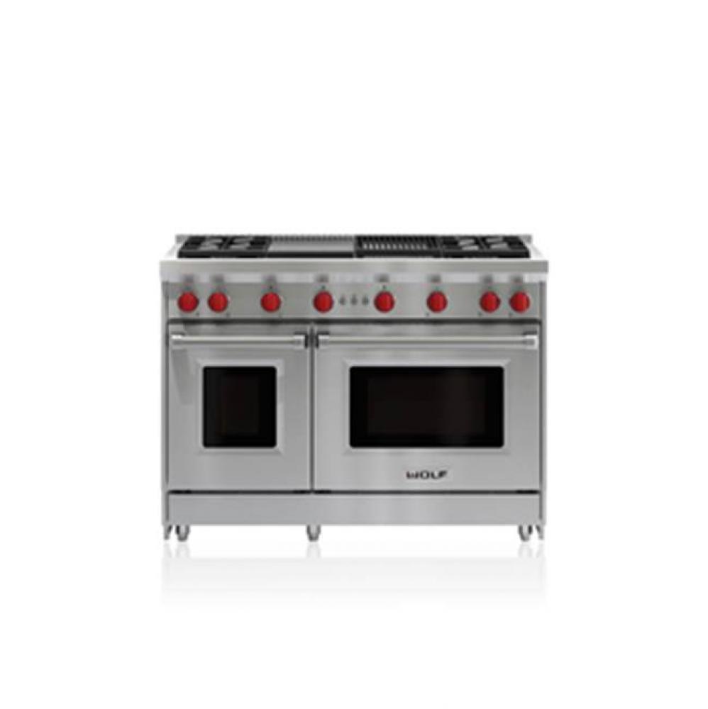 48'' Gas Range, 4 Burner, Char & Griddle, Lp