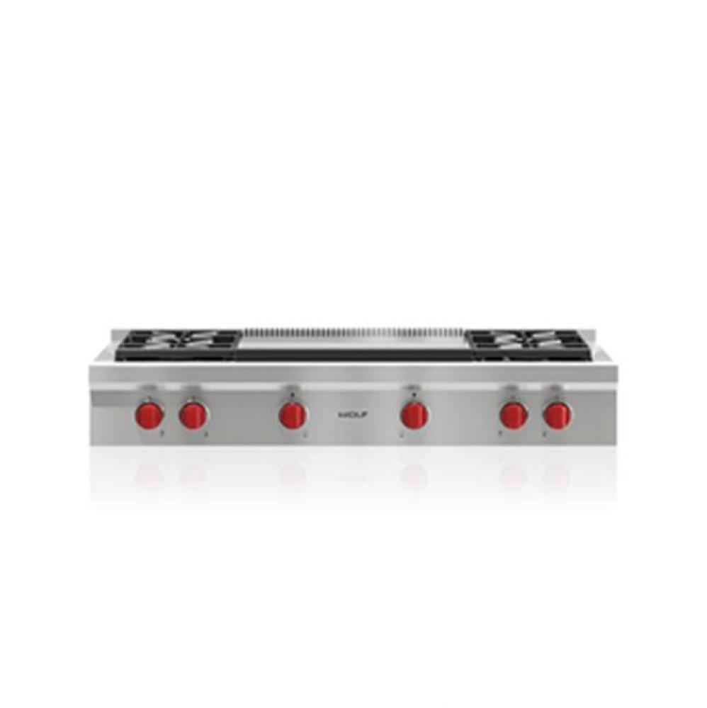 48'' Sealed Burner Rangetop, 4 Burner, Double Griddle, Lp