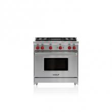 Wolf GR364C-LP - 36'' Gas Range, 4 Burner, Charbroiler, Lp