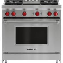 Wolf GR364G - 36'' Gas Range, 4 Burner, Griddle, Ng